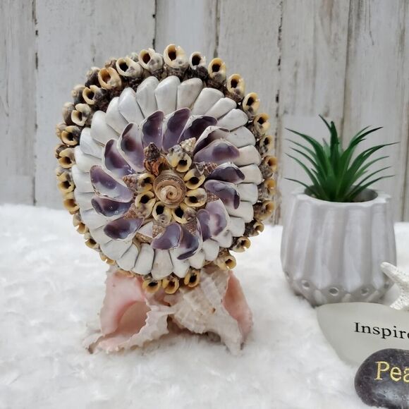 Vintage 1950 Handmade Seashell Napkin Holder - Picture 1 of 8